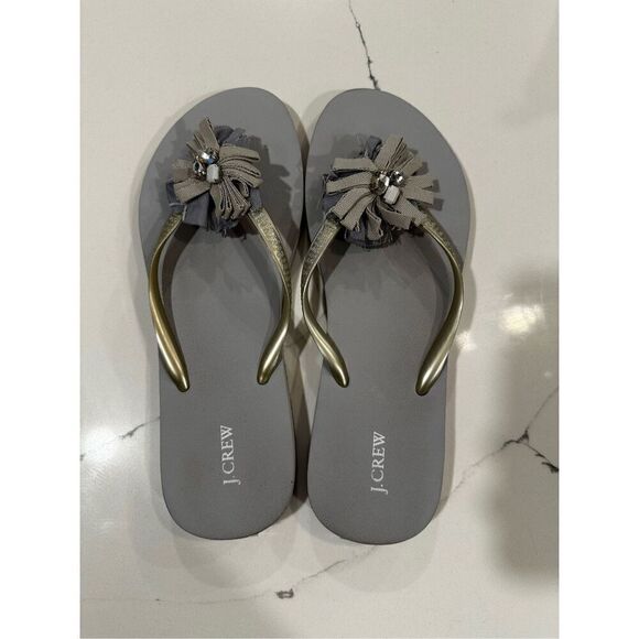 J. Crew Flower Power Flip Flops Women’s Sz 9 - Picture 1 of 7